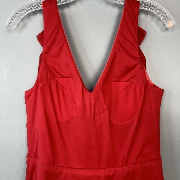 HAILEY Logan Adrianna Papell Red Embossed Satin Short A-Line Dress Juniors' 5/6 - Picture 8 of 11